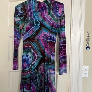 Multicolor Tie-Dye Long Sleeve Dress